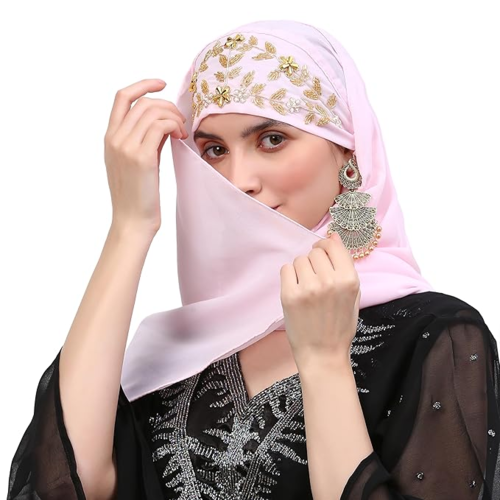 Modest fashion embroidered hijabs
